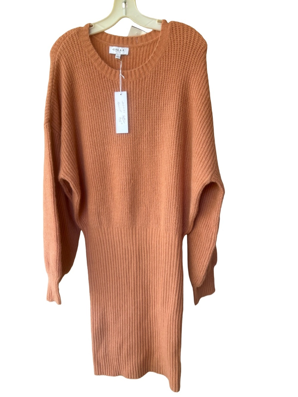 Gilli Ribbed Knit Sweater Dress in Peach
